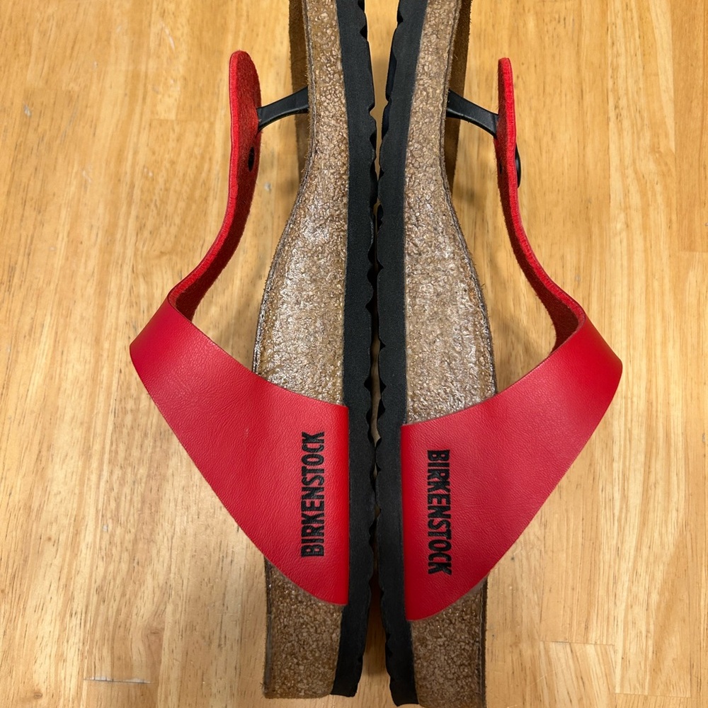 Birkenstock Red Black Gizeh Thong Birko-Flor Sandals EU 40 W9 M7 - Picture 5 of 9